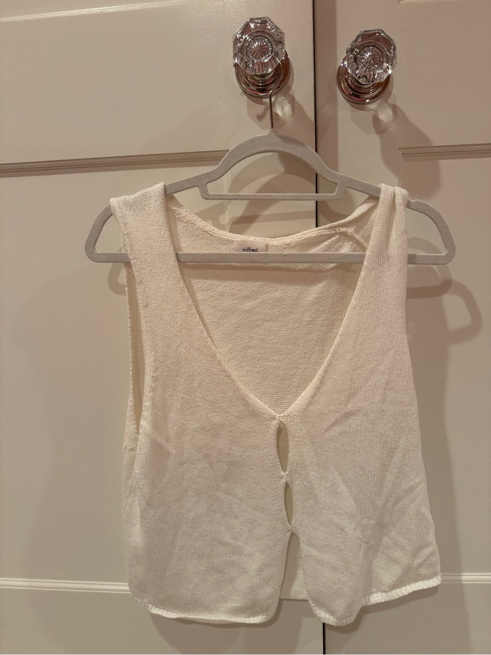 Wilfred Cream Knit V‑Neck Button-Front Tank